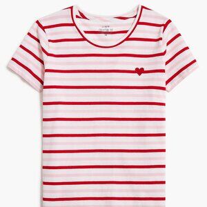*NWT* J. Crew Striped Hearts Collector Tee ❤️ Warm Pink Classic Red ❤️